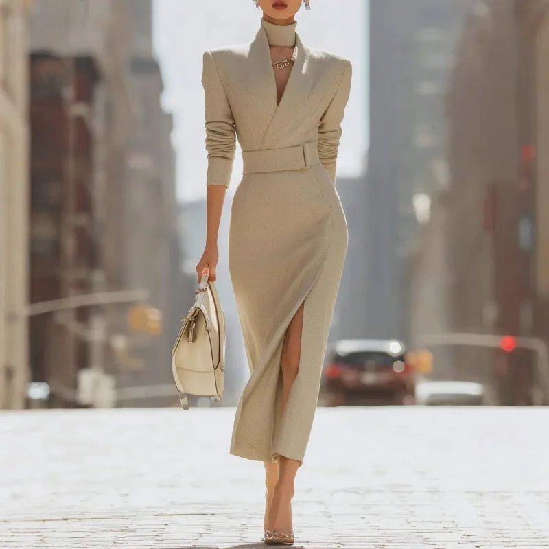 Elegant High - Waist Maxi Dress – Slim Fit Office Chic - LunaKit.LTD