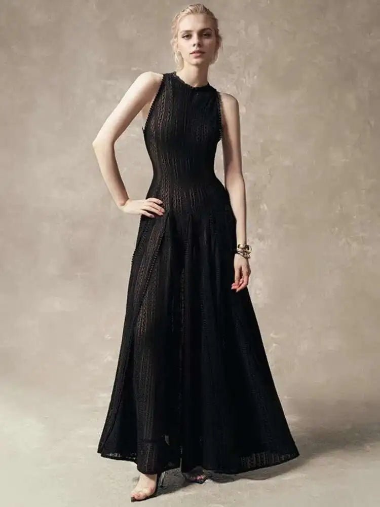 Elegant Lace Evening Dress – High - Waist Slim Fit Chic - LunaKit.LTD