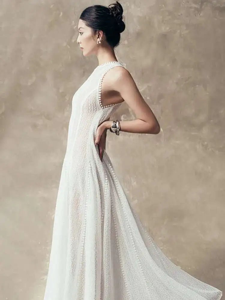 Elegant Lace Evening Dress – High - Waist Slim Fit Chic - LunaKit.LTD