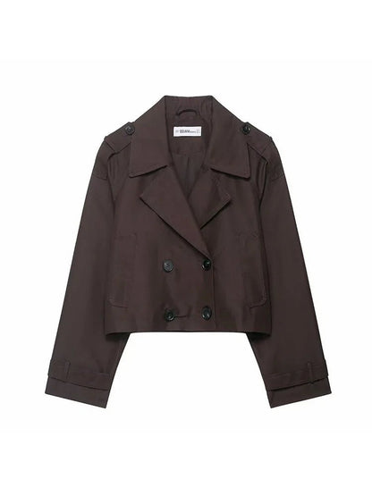 Elegant Lapel Trench – Solid Color Office Chic - LunaKit.LTD