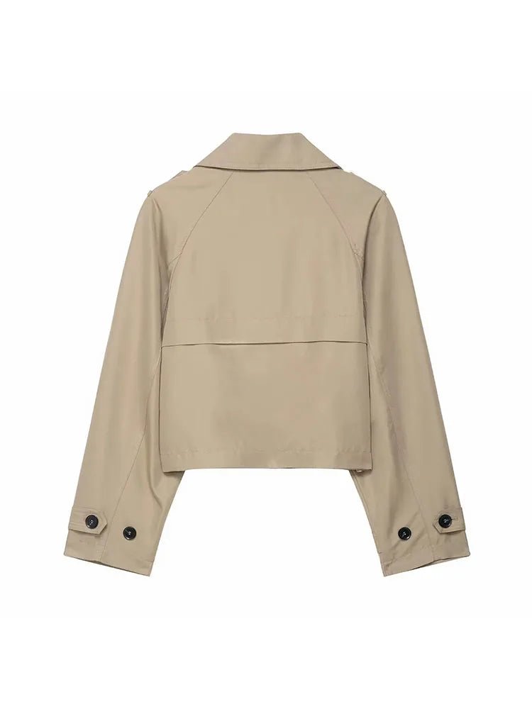 Elegant Lapel Trench – Solid Color Office Chic - LunaKit.LTD