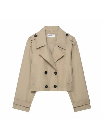 Elegant Lapel Trench – Solid Color Office Chic - LunaKit.LTD
