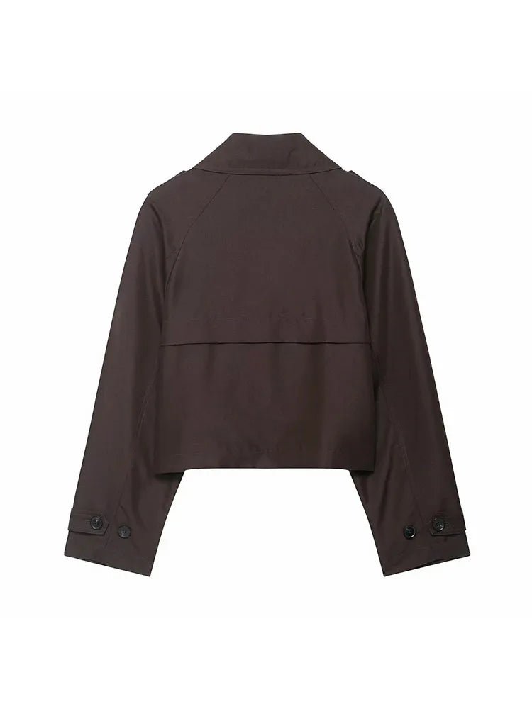 Elegant Lapel Trench – Solid Color Office Chic - LunaKit.LTD