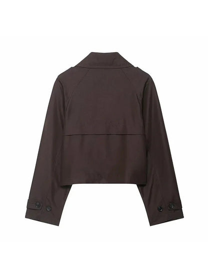 Elegant Lapel Trench – Solid Color Office Chic - LunaKit.LTD