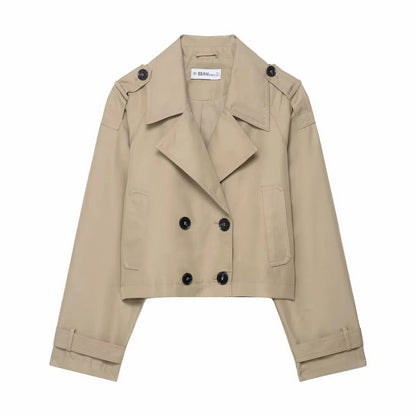 Elegant Lapel Trench – Solid Color Office Chic - LunaKit.LTD