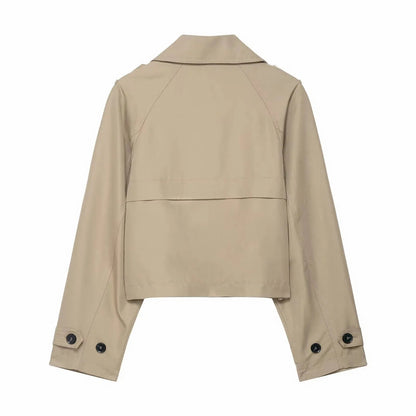 Elegant Lapel Trench – Solid Color Office Chic - LunaKit.LTD