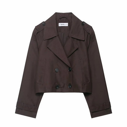 Elegant Lapel Trench – Solid Color Office Chic - LunaKit.LTD