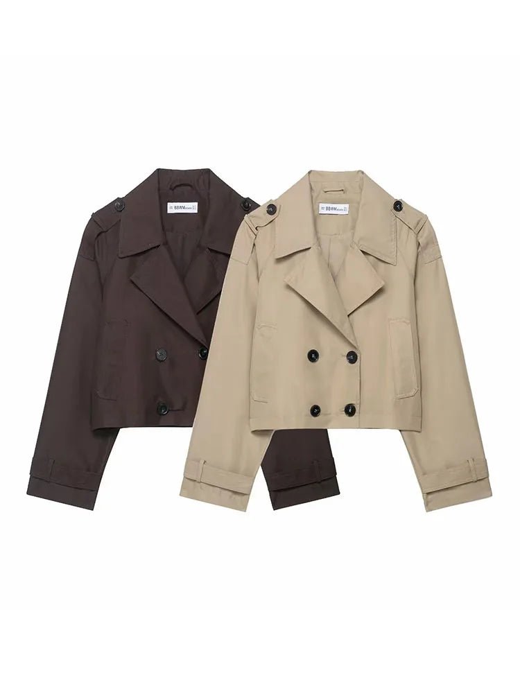 Elegant Lapel Trench – Solid Color Office Chic - LunaKit.LTD