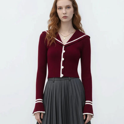 Elegant Navy V - Neck Knit – Chic Slim - Fit Cardigan Style - LunaKit.LTD