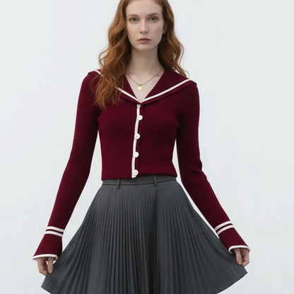 Elegant Navy V - Neck Knit – Chic Slim - Fit Cardigan Style - LunaKit.LTD