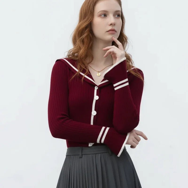 Elegant Navy V - Neck Knit – Chic Slim - Fit Cardigan Style - LunaKit.LTD