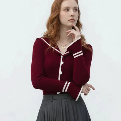 Elegant Navy V - Neck Knit – Chic Slim - Fit Cardigan Style - LunaKit.LTD