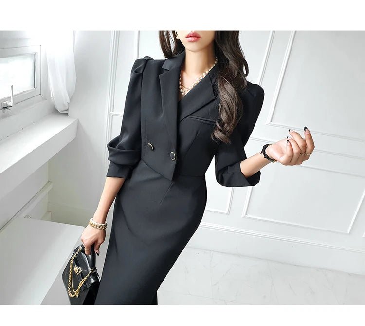 Elegant Office Pencil Dress – Slim Vintage Two - in - One Look - LunaKit.LTD