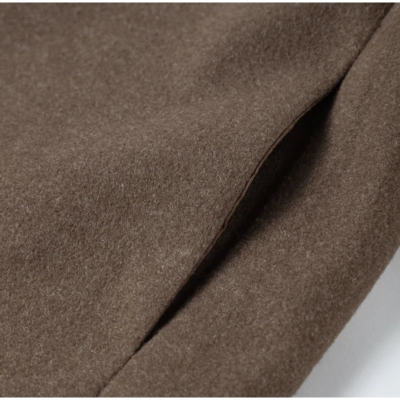 Elegant Short Wool Coat – Vintage Brown Street Chic - LunaKit.LTD