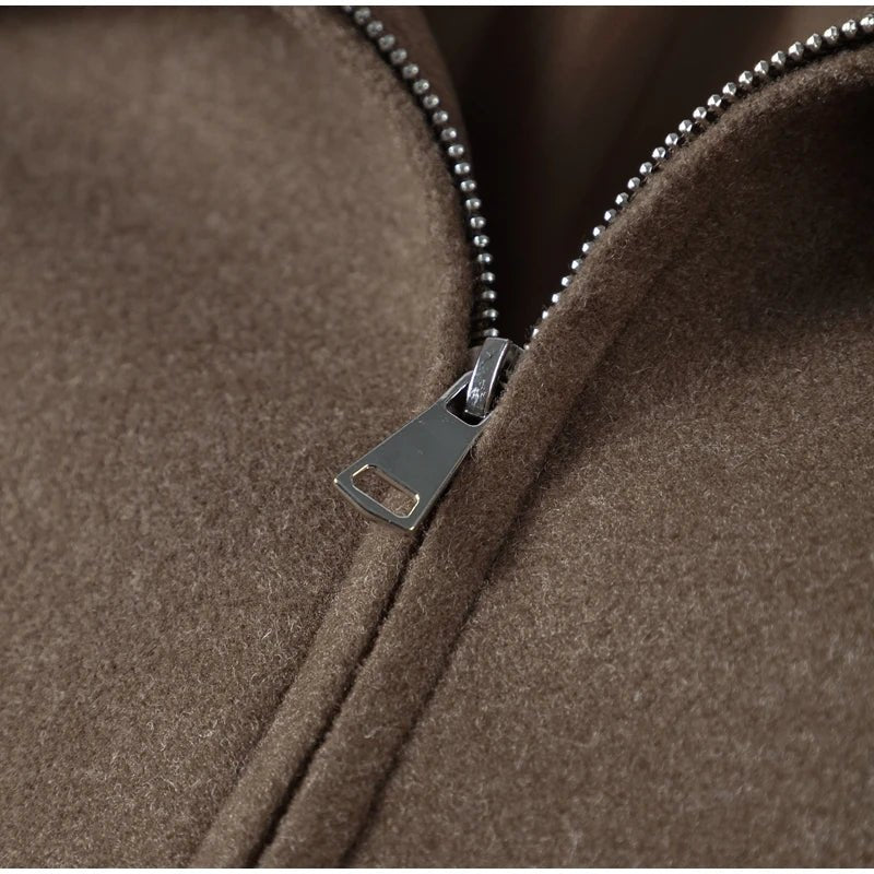 Elegant Short Wool Coat – Vintage Brown Street Chic - LunaKit.LTD