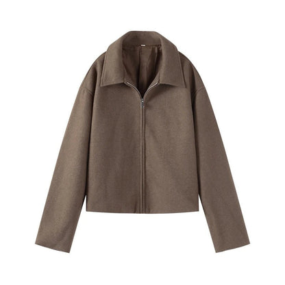 Elegant Short Wool Coat – Vintage Brown Street Chic - LunaKit.LTD