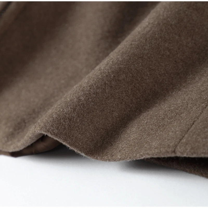 Elegant Short Wool Coat – Vintage Brown Street Chic - LunaKit.LTD