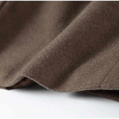 Elegant Short Wool Coat – Vintage Brown Street Chic - LunaKit.LTD