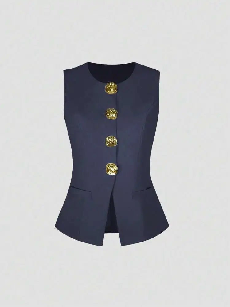 Elegant Slim - Fit Two - Piece Set – Round - Neck Chic - LunaKit.LTD