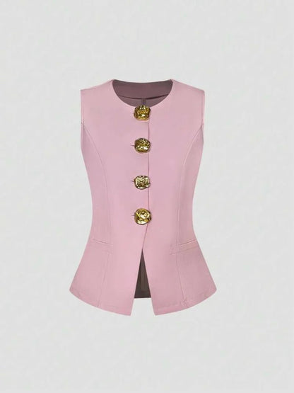 Elegant Slim - Fit Two - Piece Set – Round - Neck Chic - LunaKit.LTD