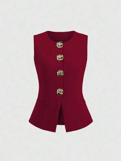 Elegant Slim - Fit Two - Piece Set – Round - Neck Chic - LunaKit.LTD