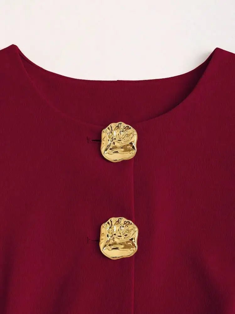 Elegant Slim - Fit Two - Piece Set – Round - Neck Chic - LunaKit.LTD