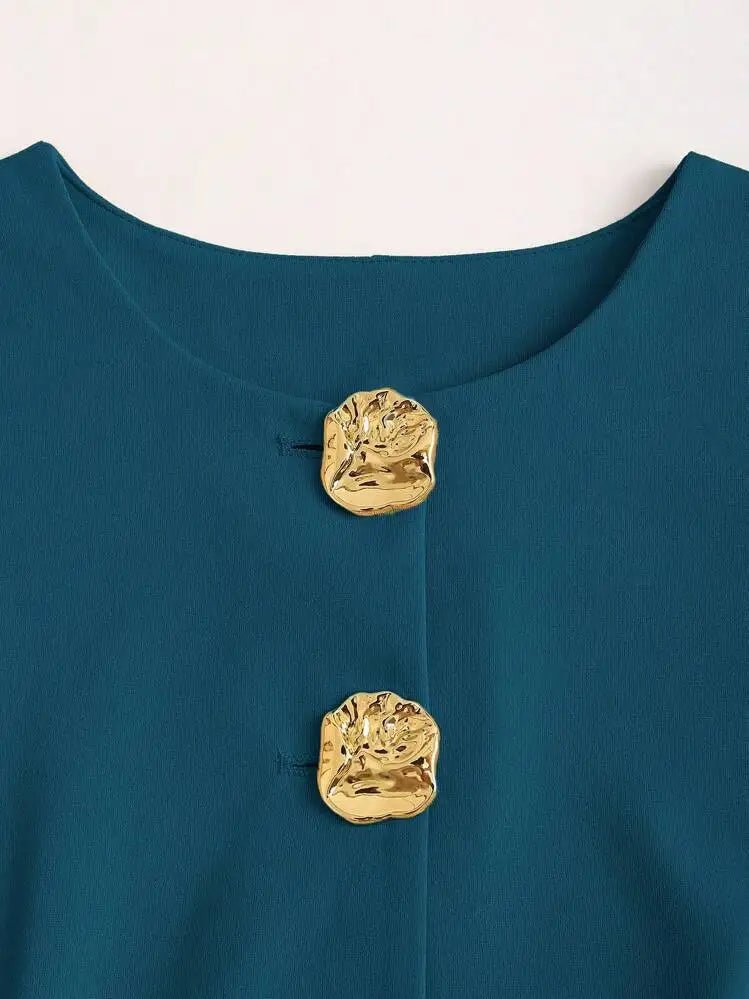 Elegant Slim - Fit Two - Piece Set – Round - Neck Chic - LunaKit.LTD