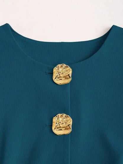 Elegant Slim - Fit Two - Piece Set – Round - Neck Chic - LunaKit.LTD