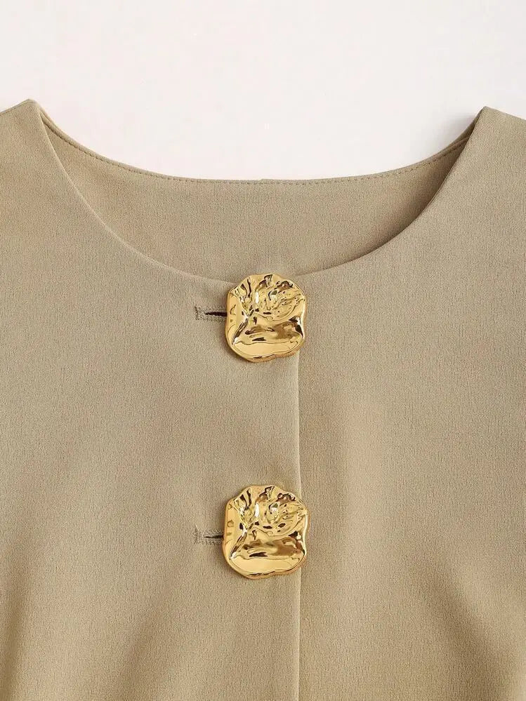 Elegant Slim - Fit Two - Piece Set – Round - Neck Chic - LunaKit.LTD