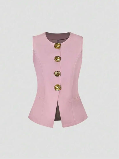 Elegant Slim - Fit Two - Piece Set – Round - Neck Chic - LunaKit.LTD