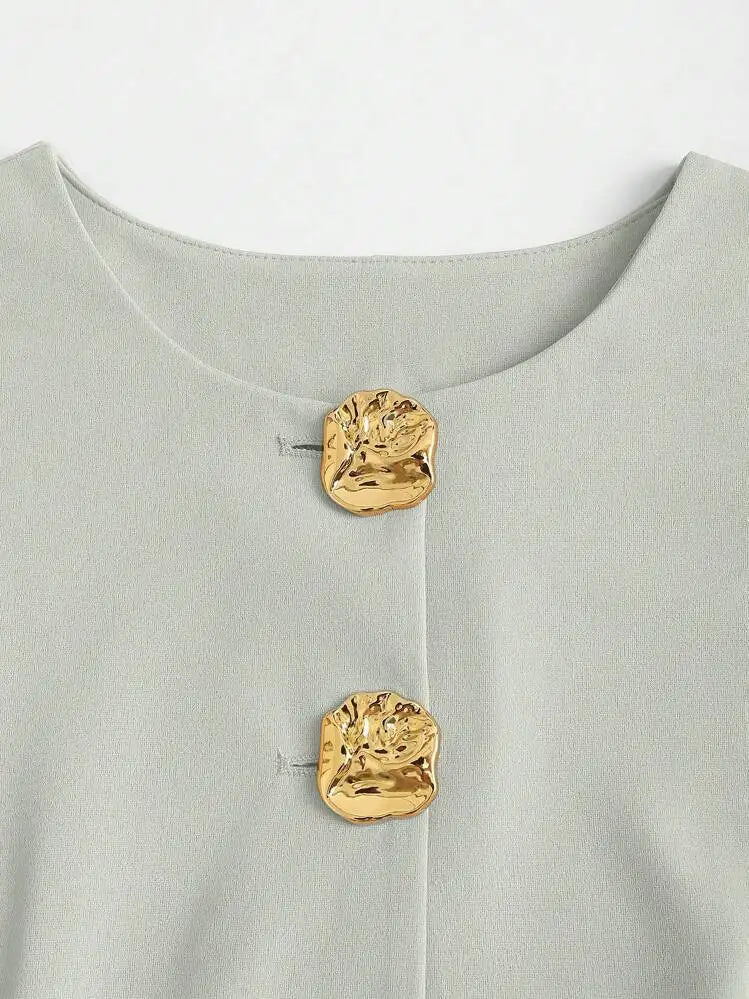 Elegant Slim - Fit Two - Piece Set – Round - Neck Chic - LunaKit.LTD