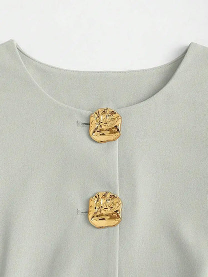 Elegant Slim - Fit Two - Piece Set – Round - Neck Chic - LunaKit.LTD