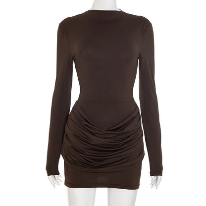 Elegant Solid - Color Bodycon Mini Dress – Gathered Waist - LunaKit.LTD
