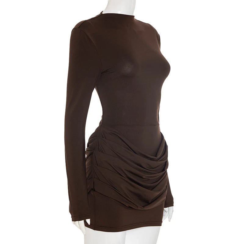 Elegant Solid - Color Bodycon Mini Dress – Gathered Waist - LunaKit.LTD