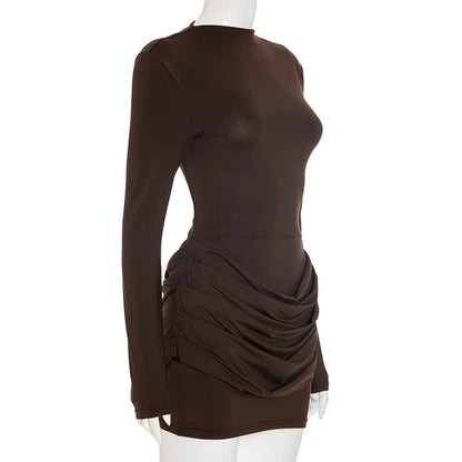 Elegant Solid - Color Bodycon Mini Dress – Gathered Waist - LunaKit.LTD