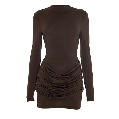 Elegant Solid - Color Bodycon Mini Dress – Gathered Waist - LunaKit.LTD