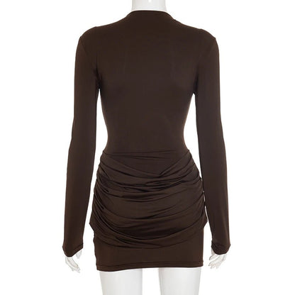 Elegant Solid - Color Bodycon Mini Dress – Gathered Waist - LunaKit.LTD