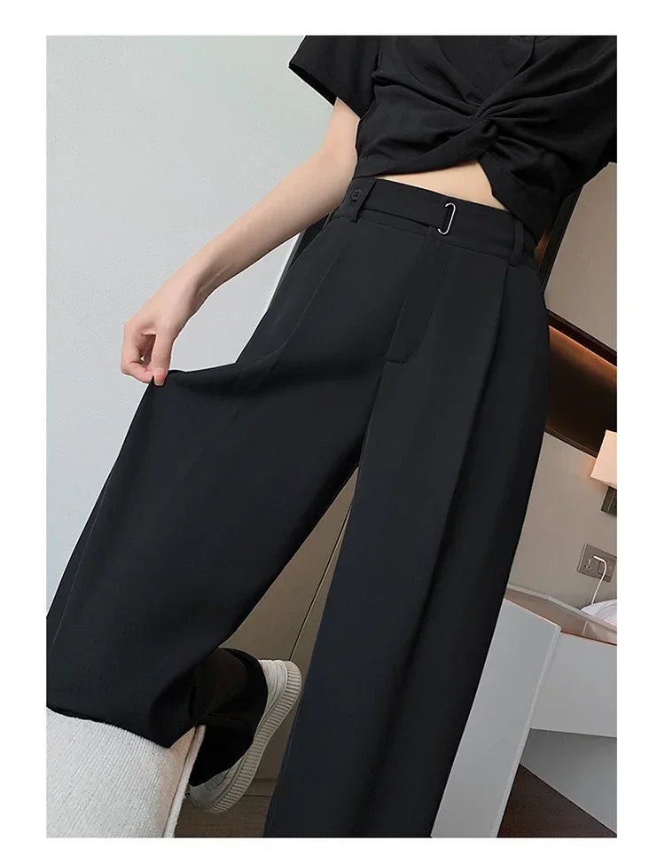 Elegant Solid Trousers – Loose Fit Office Chic - LunaKit.LTD