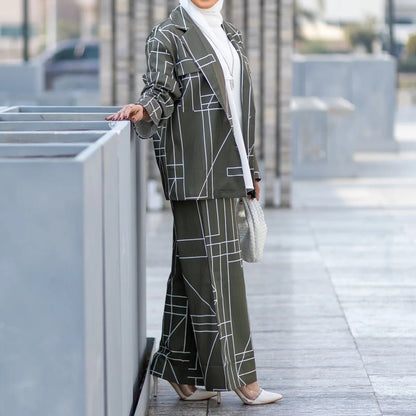 Elegant Striped Suit – Relaxed Blazer & Trousers Chic - LunaKit.LTD