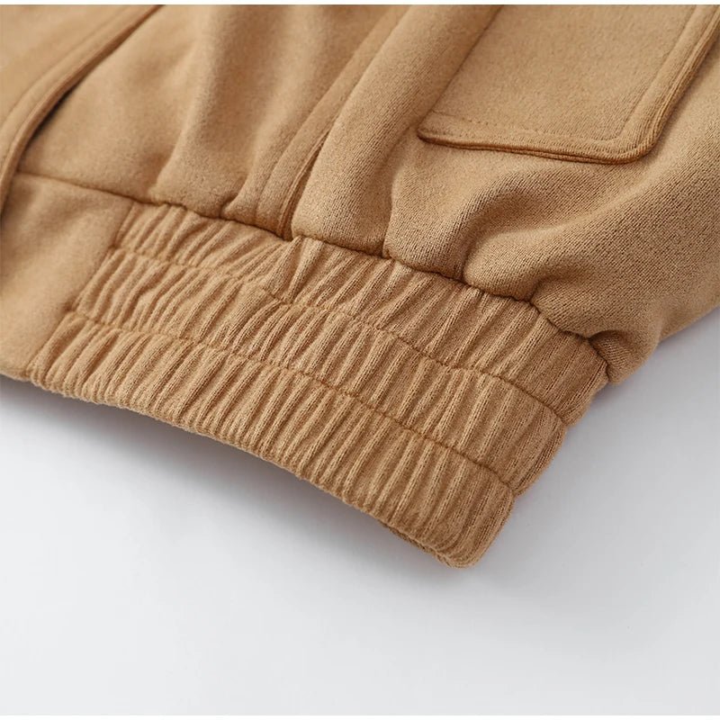 Elegant Suede Jacket – Lantern Sleeve Commute Chic - LunaKit.LTD