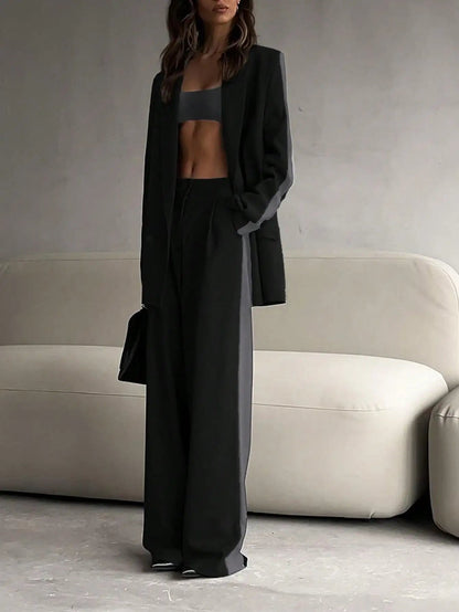 Elegant Two - Piece Suit – Contrast Color Office Chic - LunaKit.LTD