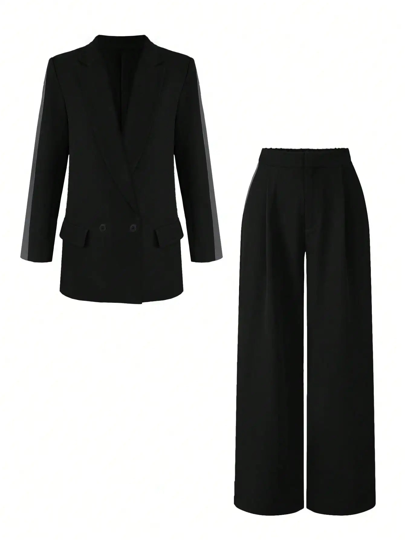 Elegant Two - Piece Suit – Contrast Color Office Chic - LunaKit.LTD