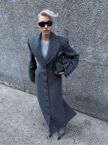 Elegant Waist - Cinched Coat – Single - Breasted Lapel Design - LunaKit.LTD