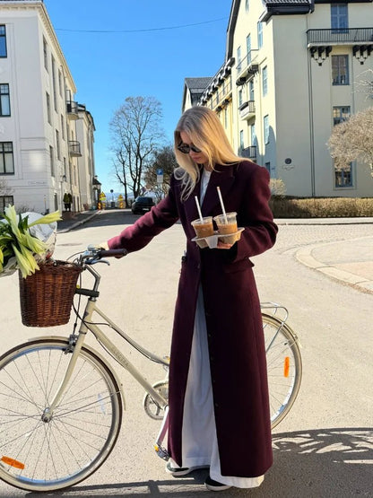 Elegant Waist - Cinched Coat – Single - Breasted Lapel Design - LunaKit.LTD