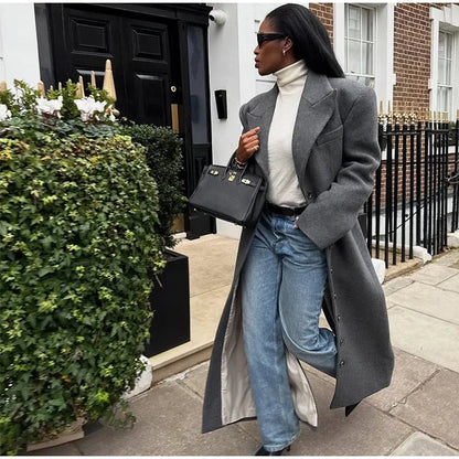 Elegant Waist - Cinched Coat – Single - Breasted Lapel Design - LunaKit.LTD