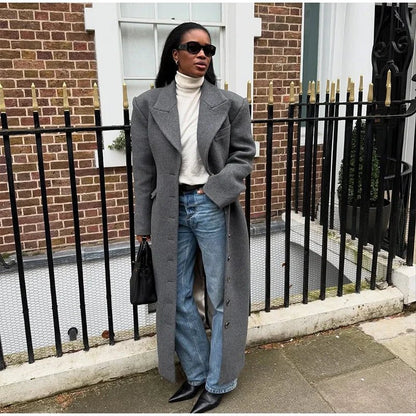 Elegant Waist - Cinched Coat – Single - Breasted Lapel Design - LunaKit.LTD