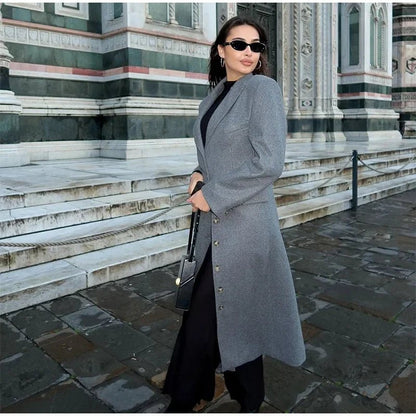 Elegant Waist - Cinched Coat – Single - Breasted Lapel Design - LunaKit.LTD