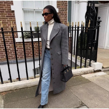 Elegant Waist - Cinched Coat – Single - Breasted Lapel Design - LunaKit.LTD