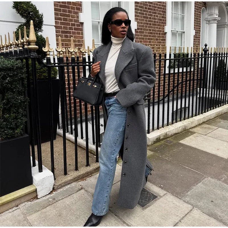 Elegant Waist - Cinched Coat – Single - Breasted Lapel Design - LunaKit.LTD