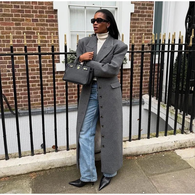 Elegant Waist - Cinched Coat – Single - Breasted Lapel Design - LunaKit.LTD